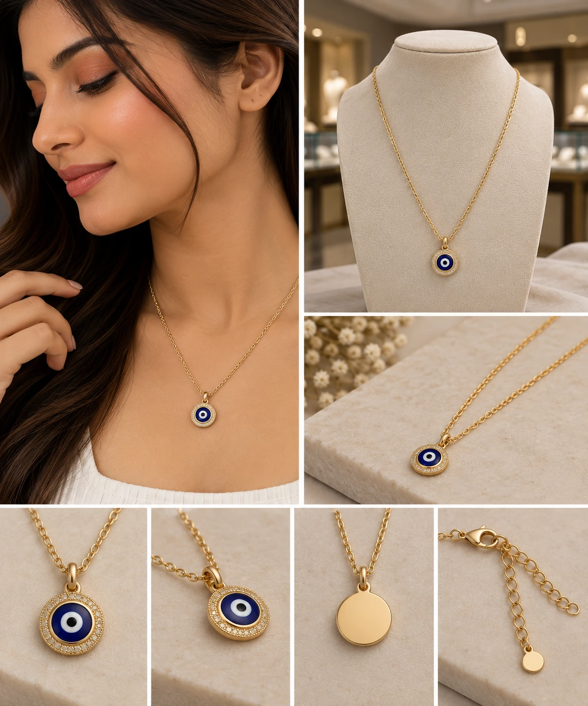 Evil Eye Halo Necklace