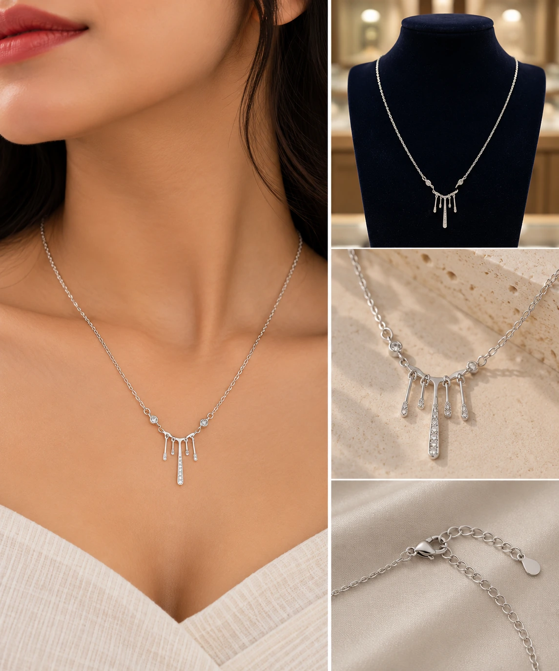 Liquid Drop Silver Necklace