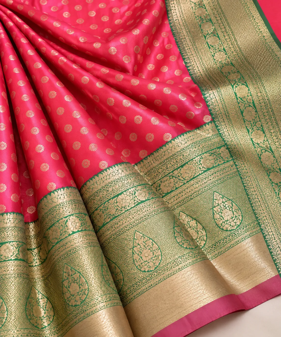 Gulmohar Rose Banarasi Silk Saree