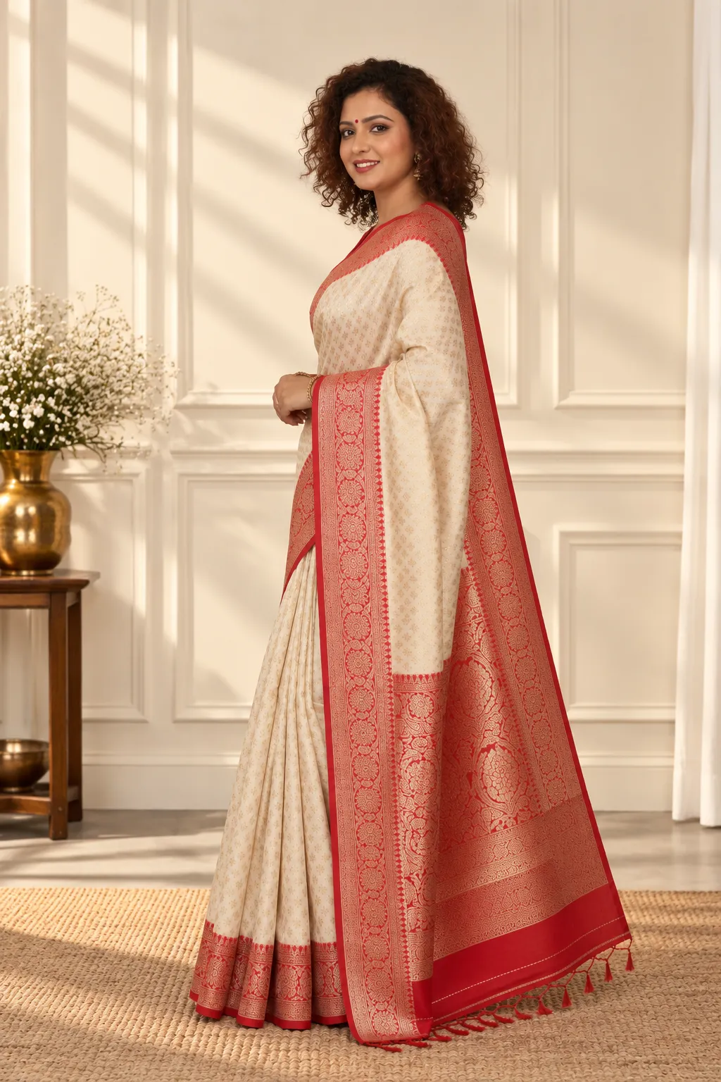 Shweta Pearl White Georgette Saree
