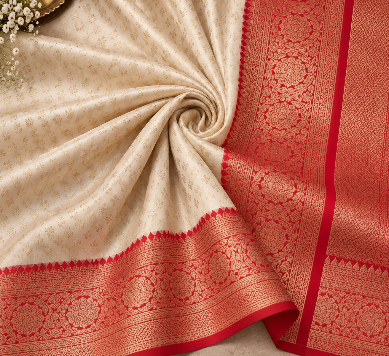 Shweta Pearl White Georgette Saree