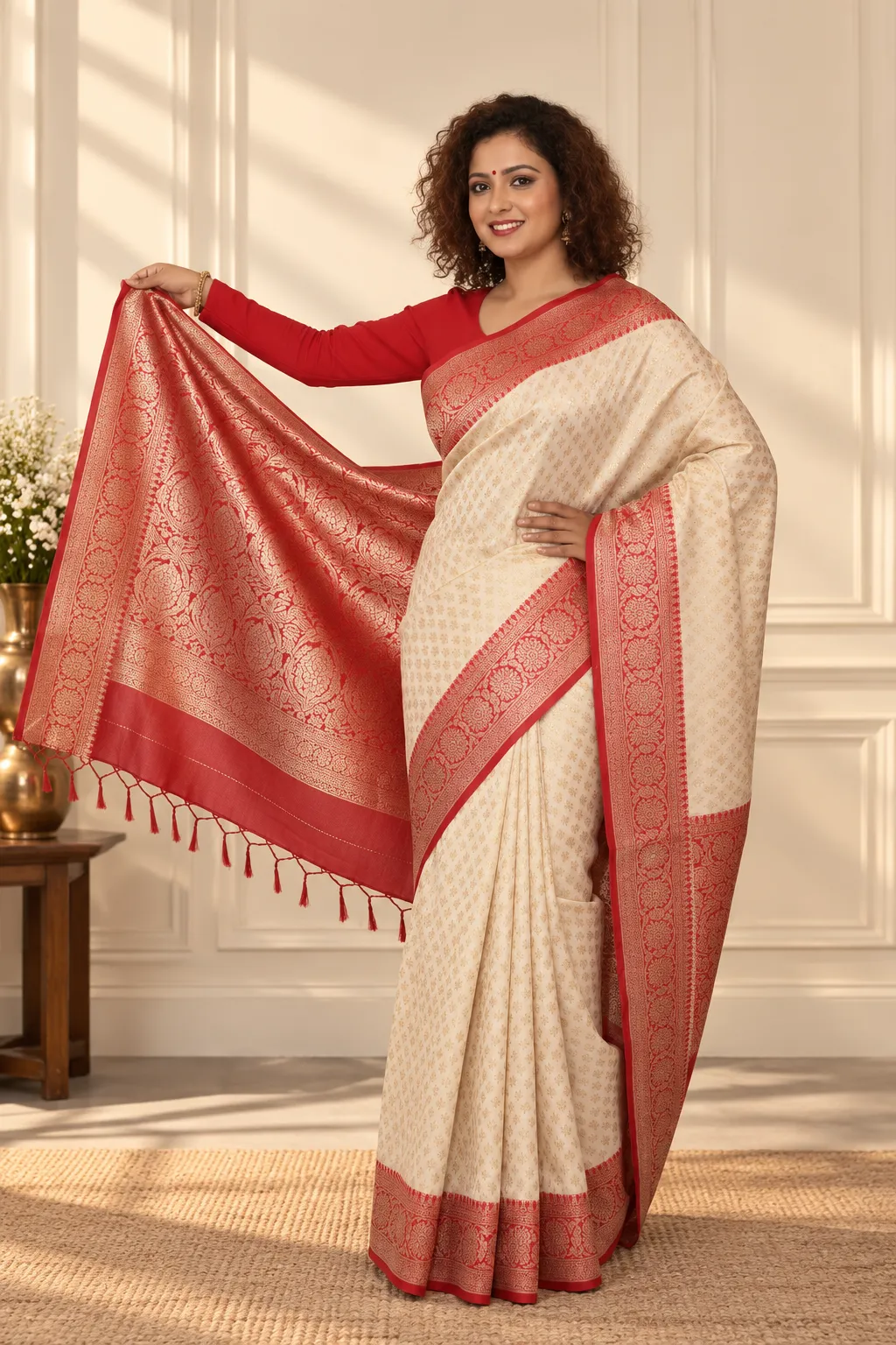 Shweta Pearl White Georgette Saree