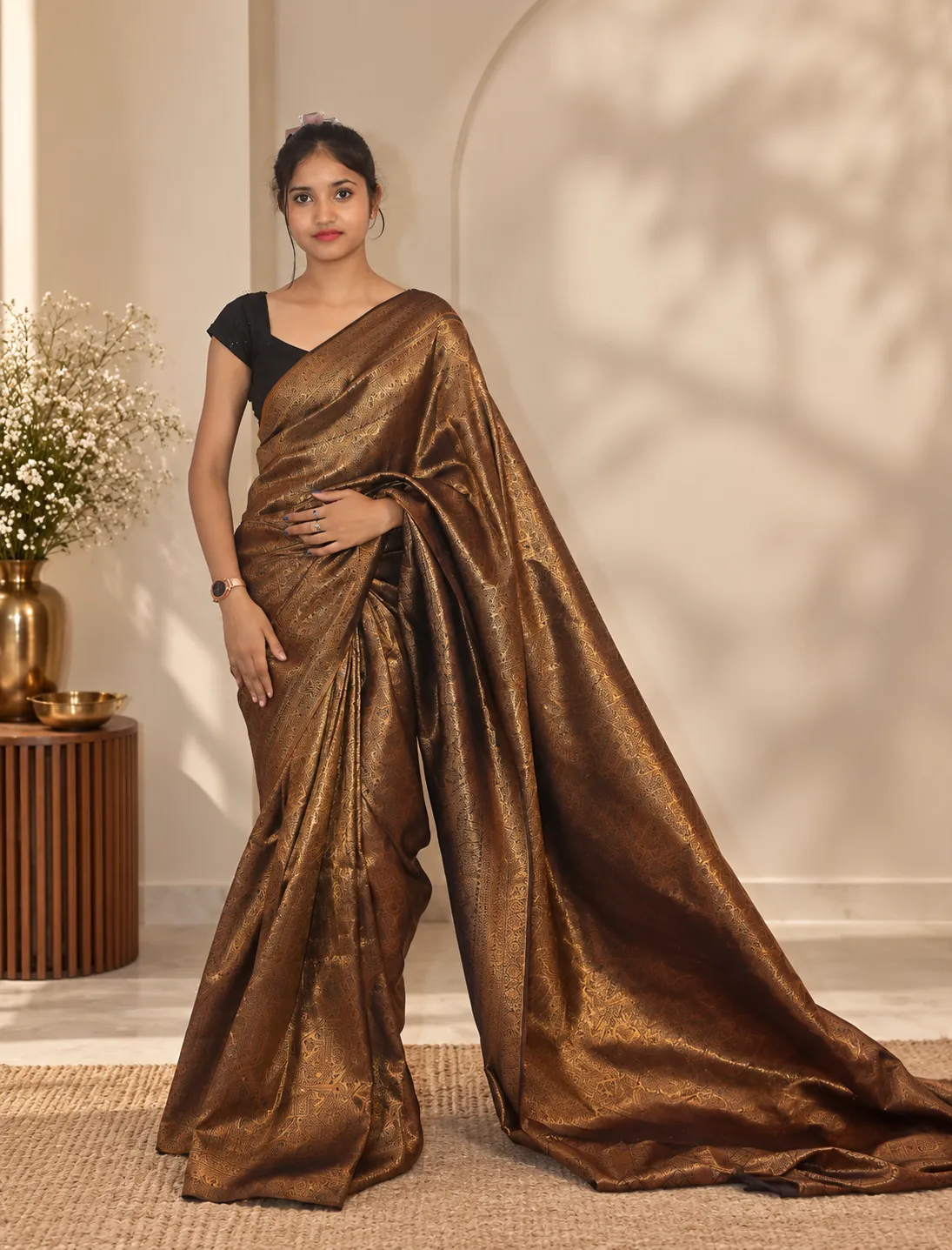 Vaidehi Charcoal Grey Silk Saree