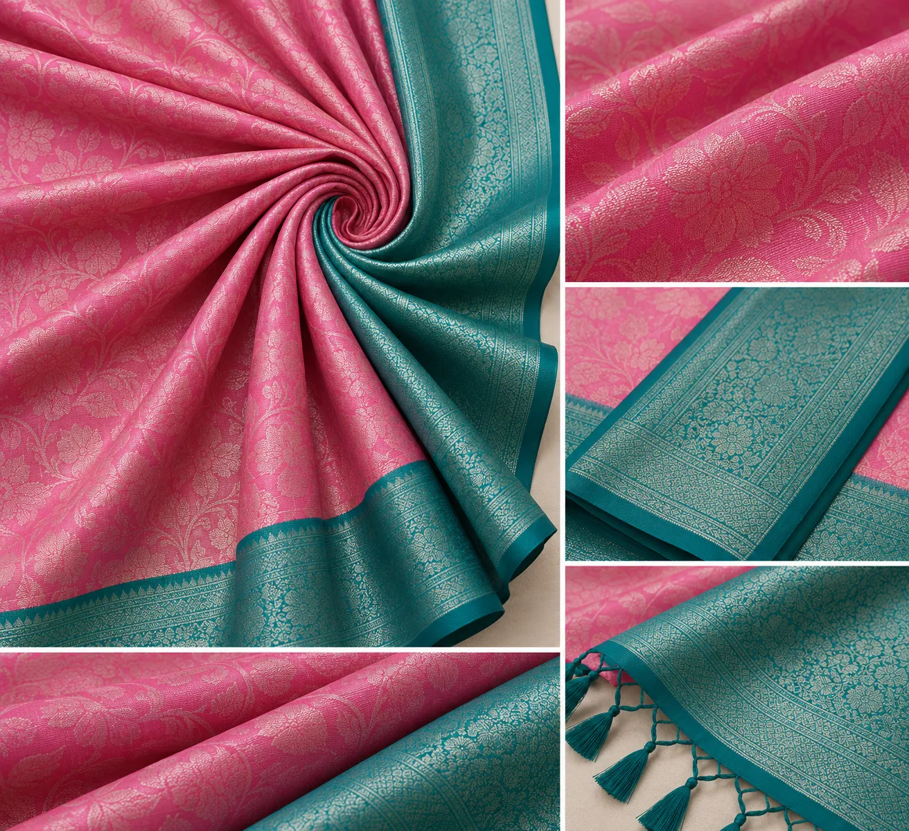 Pratibha Pink Green Banarasi Silk