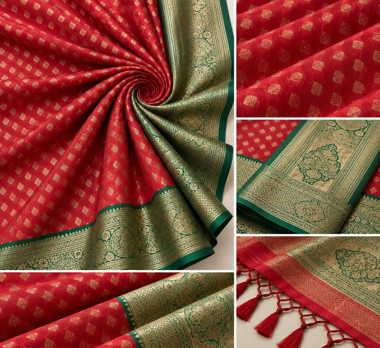 Bhavya Red Green Banarasi Weave