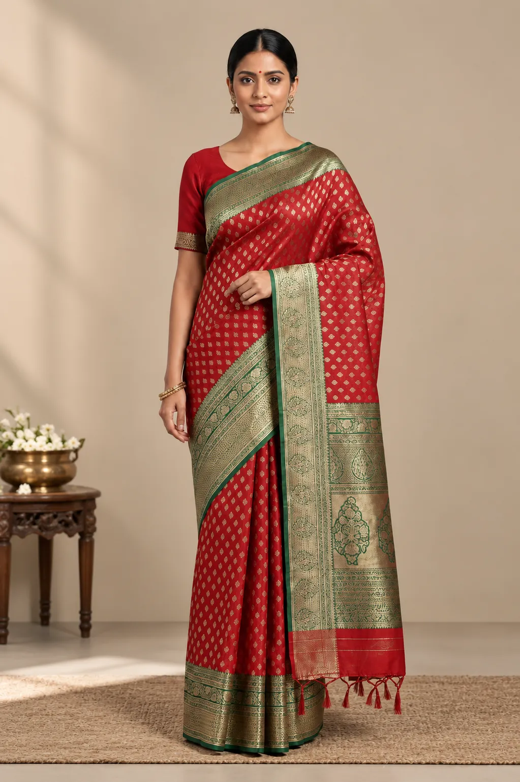 Bhavya Red Green Banarasi Weave