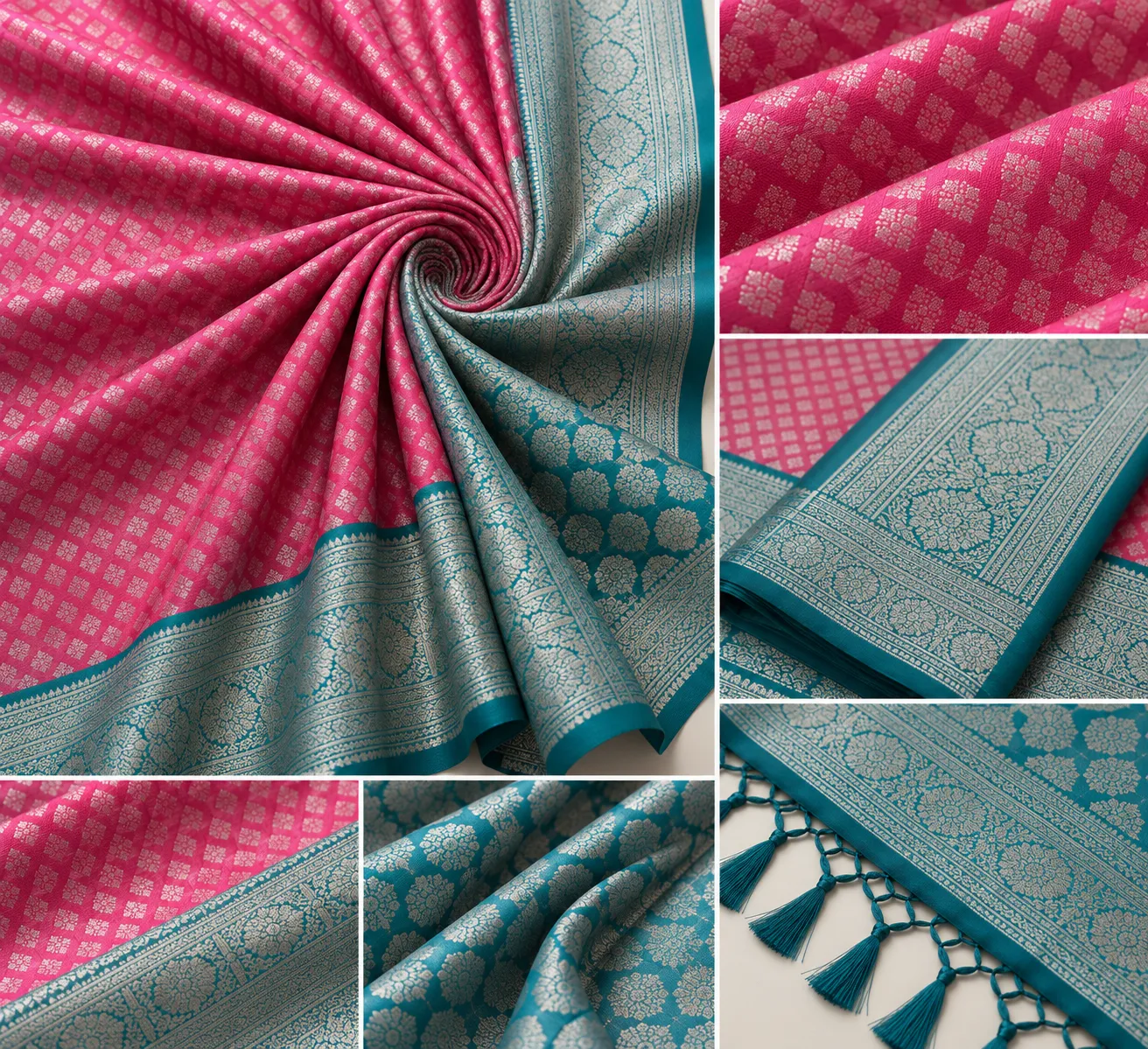 Anuradha Blue-Pink Banarasi Charm