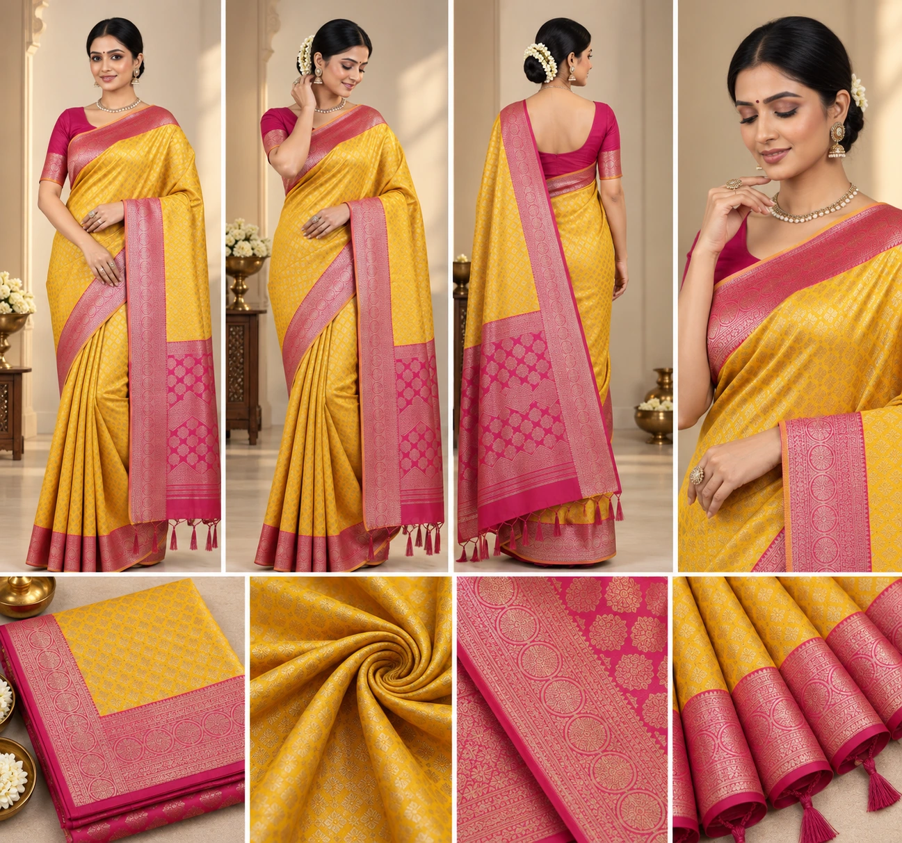 Sarojini Golden Yellow Banarasi