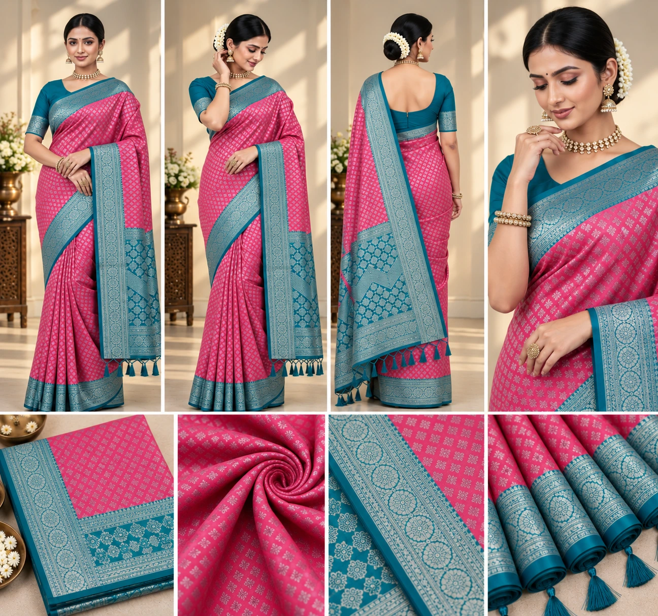 Anuradha Blue-Pink Banarasi Charm
