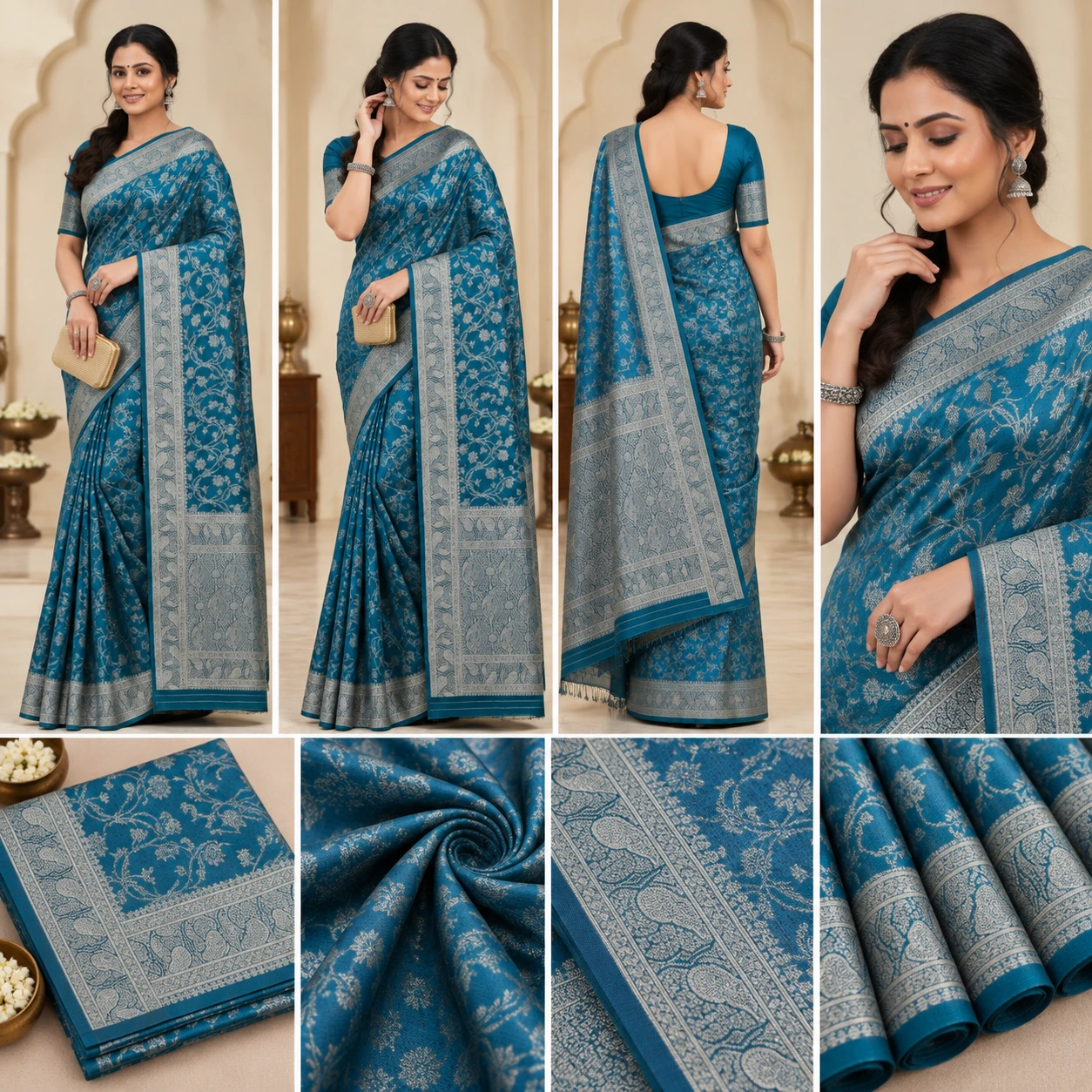 Kamini Blue-Golden Banarasi Weave