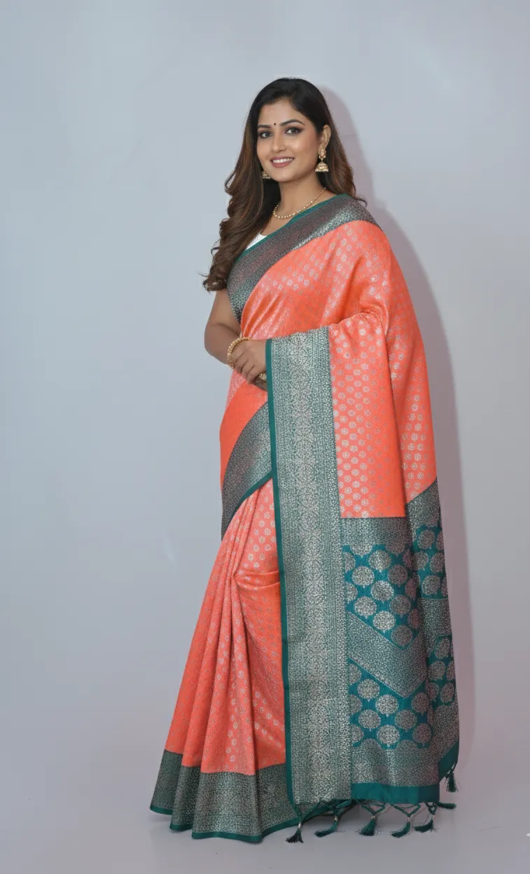 Surabhi Coral Kanjivaram Heritage Saree