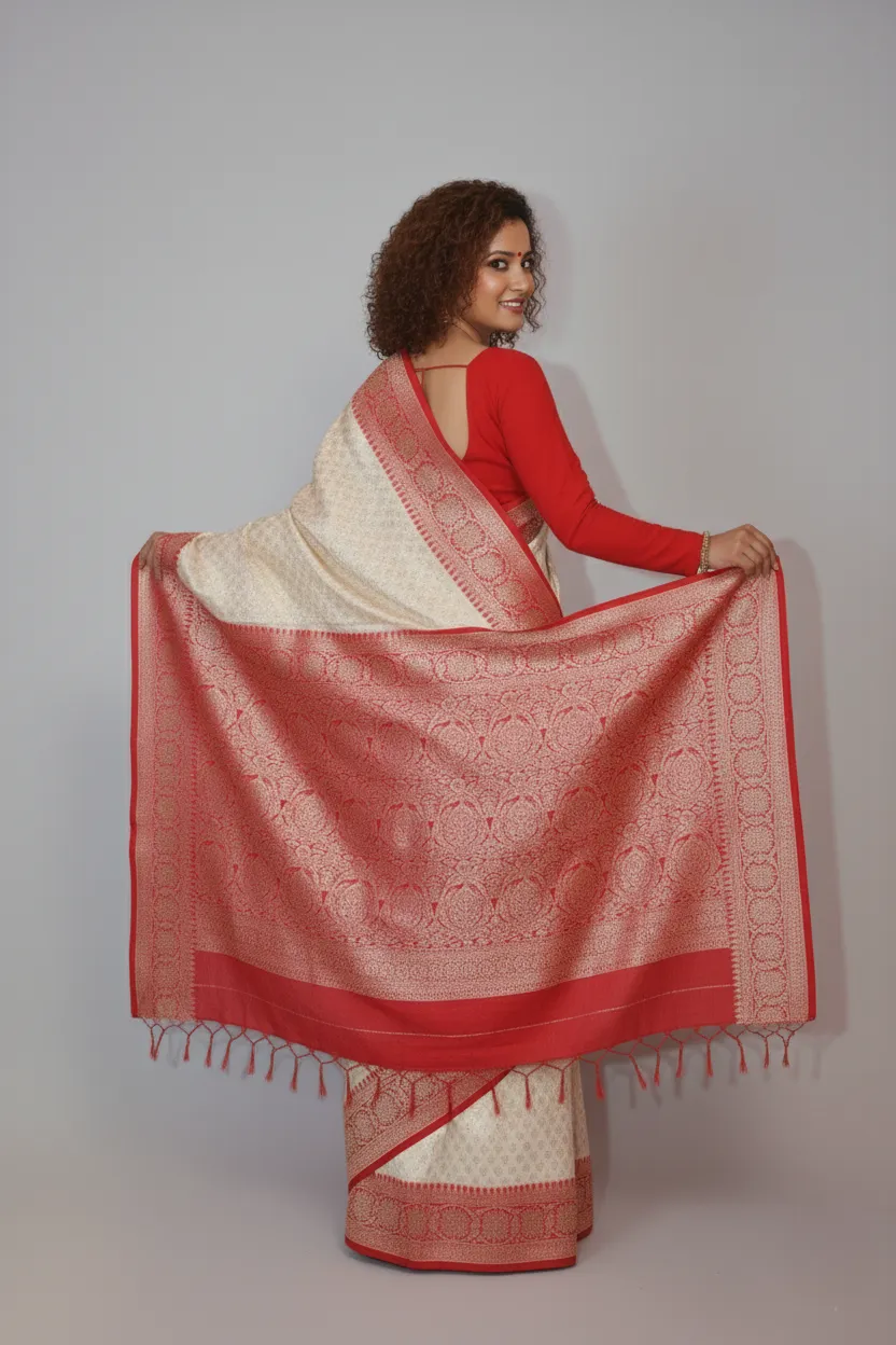 Shweta Pearl White Georgette Saree